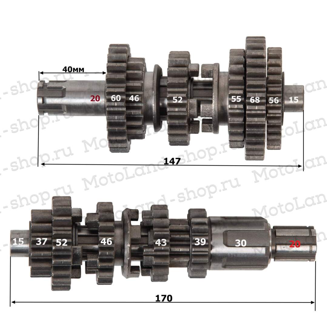 КПП в сборе 172FMM-3A ZS250 (CB250-F) 250см3 X-TECH