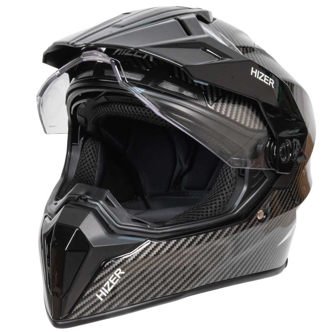 Шлем мото мотард HIZER J6808 №4 (S) carbon (2 визора)