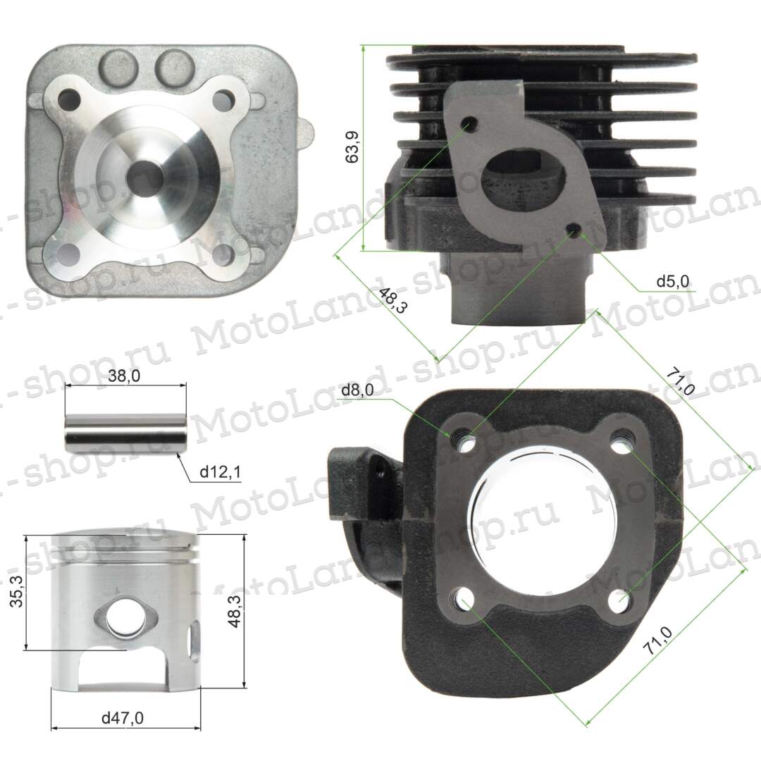 Цилиндро поршневая группа ( ЦПГ ) 1E40QMB (Stels QJ50) 70см3 d=47mm 