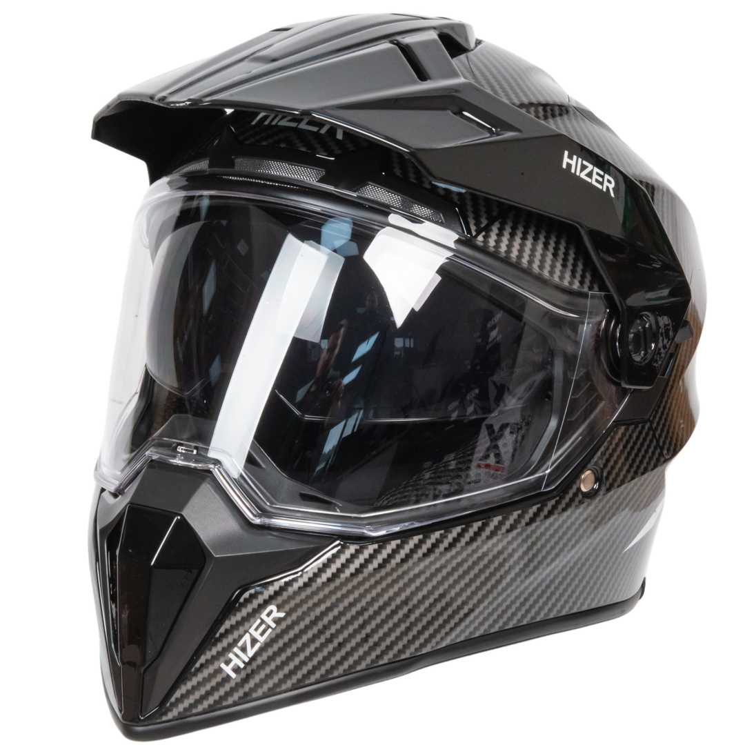 Шлем мото мотард HIZER J6808 №4 (S) carbon (2 визора)