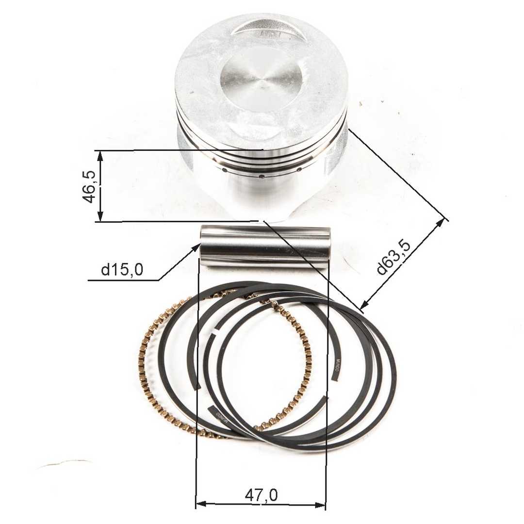 Поршень в сборе 163FML-2 (CB200-C) 163FML (CG200-A) d=63,5 mm 