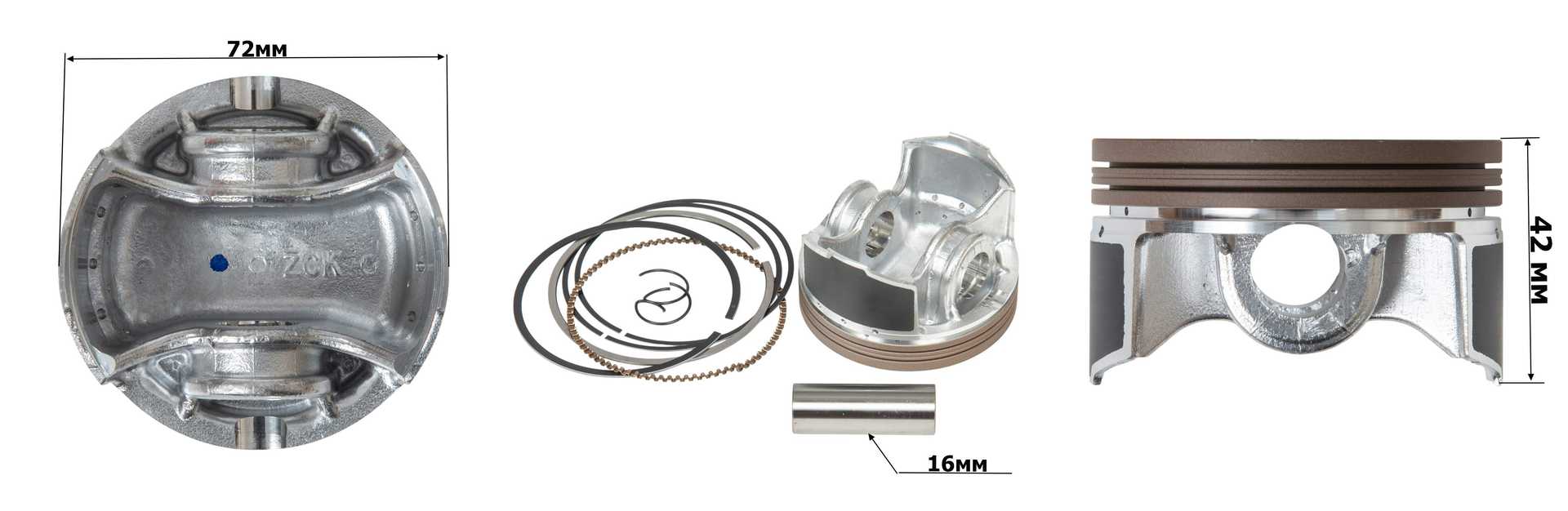 Поршень в сборе 172FMM-3A ZS250 (CB250-F) 250см3 72мм X-TECH