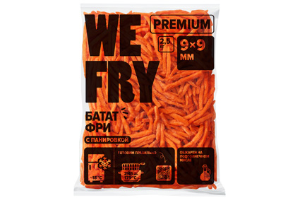 Картофель фри сладкий Батат в панировке 9х9 Premium WE FRY 2,5кг зам., Россия Картофель фри сладкий Батат в панировке 9х9 Premium WE FRY 2,5кг зам., Россия