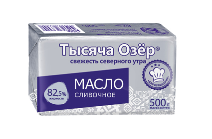 Масло сливочное 82,5% Тысяча озер 500г охл., Россия Масло сливочное 82,5% Тысяча озер 500г охл., Россия