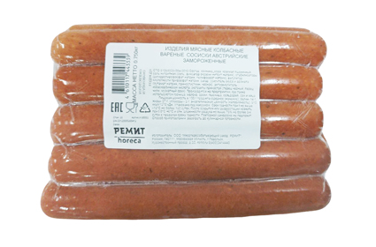 Сосиски для хот-дога свиные вареные 75г (170 мм/ d 24 мм) По-австрийски 750г зам., Россия Сосиски для хот-дога свиные вареные 75г (170 мм/ d 24 мм) По-австрийски 750г зам., Россия