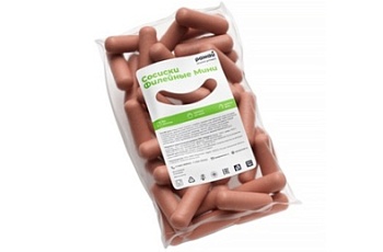 Изображение товара Сосиски мини куриные вареные 25г (70 мм/ d 22 мм) 1кг, Рамай Халяль зам., Россия