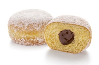 Изображение товара Берлинер-мини Орехово-шоколадная начинка и посыпка сахарная пудра, (25г х 28 шт) 700г зам., Нидерланды