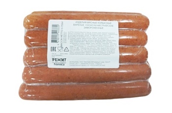 Изображение товара Сосиски для хот-дога свиные вареные 75г (170 мм/ d 24 мм) По-австрийски 750г зам., Россия