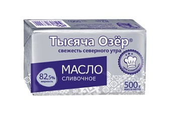 Изображение товара Масло сливочное 82,5% Тысяча озер 500г охл., Россия