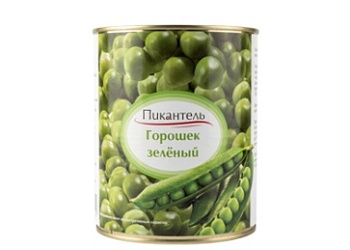 Горошек зелёный 400г ПИКАНТЕЛЬ, Россия