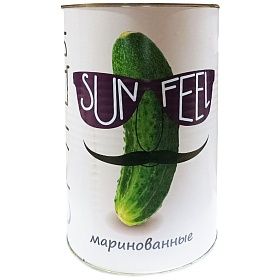 Огурцы маринованные целые 6-9 см Sunfeel 4,25л, Индия Огурцы маринованные целые 6-9 см Sunfeel 4,25л, Индия