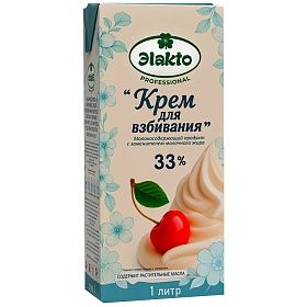Крем для взбивания 33% с ЗМЖ Эlakto Рrofessional 1л