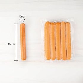 Сосиски для хот-дога свино-говяжьи с сыром вареные 75г (17 0мм/ d 24 мм) Марсельские, 750г зам. Сосиски для хот-дога свино-говяжьи с сыром вареные 75г (17 0мм/ d 24 мм) Марсельские, 750г зам.