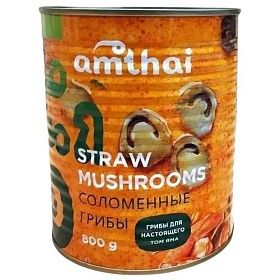 Грибы Цао Гу консервированные целые для супа Том Ям 800г Amthai, Китай