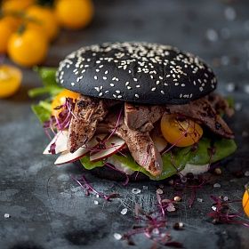 Булочка для бургера чёрная 125мм (89г х 24 шт) Bagerstat Foodservice зам., Россия