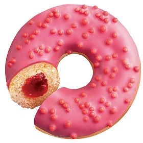 Донат Клубничная начинка розовые глазурь и декор (68г х 36 шт) Bakerton зам.