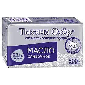 Масло сливочное 82,5% Тысяча озер 500г охл.