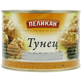 Тунец филе в масле  1,7 кг Пеликан, Китай