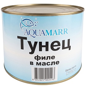 Тунец филе в масле AQUAMARR 1,7 кг, Таиланд